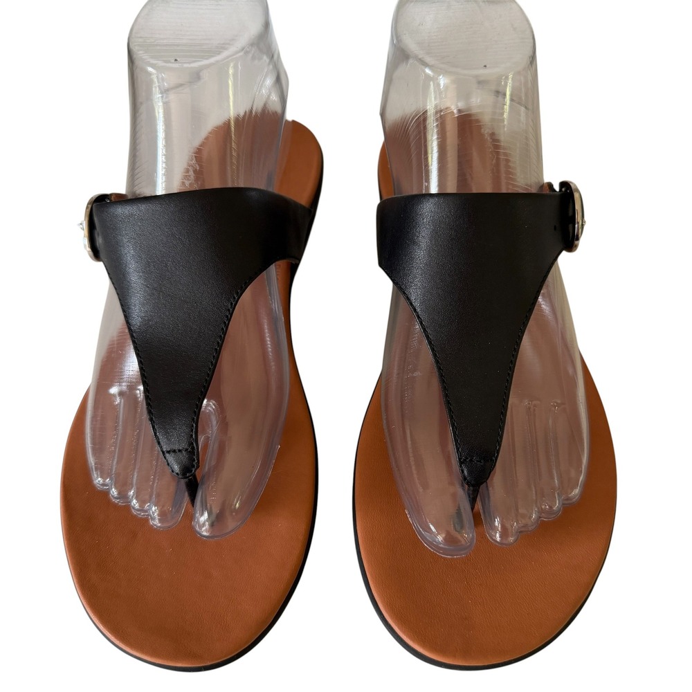 FitFlop Duocomff Thong Sandals Women 7 Black Leather Adjustable Summer Beach